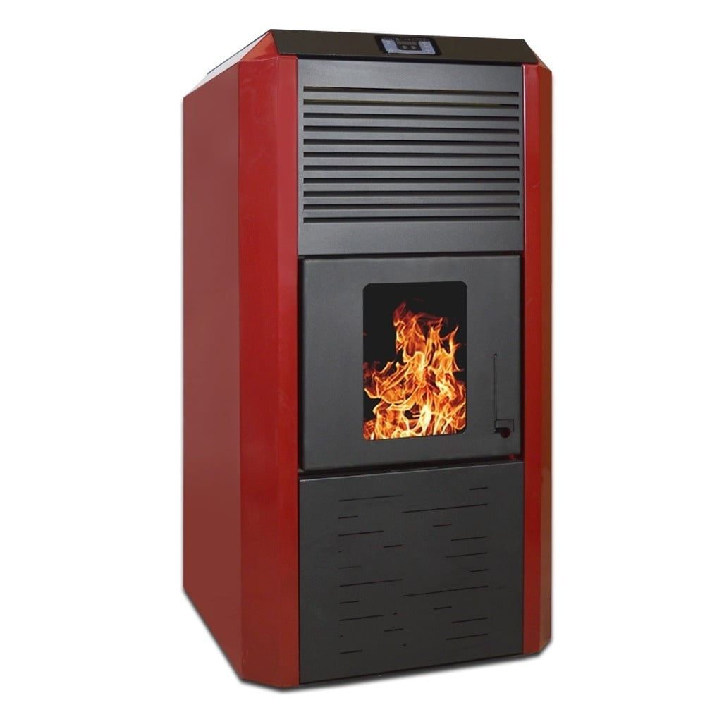 Pachet termosemineu cu peleti Termax Kamin ECO, 30 kW, 220 mp, buncar peleti 55 kg, volum apa 49 litri, diametru cos fum 80 mm, vas expansiune si pompa recirculare incluse, Calorifere, Boiler Termoelectric Tesy 100 litri, Termostat inteligent KOPH CT99