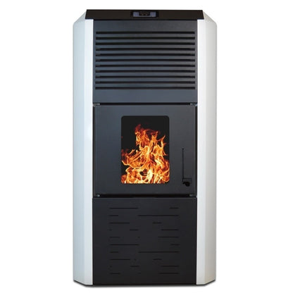 Termax Kamin ECO 30kW Pellet Thermofireplace Bundle with 100L Boiler and Installation Kit, White