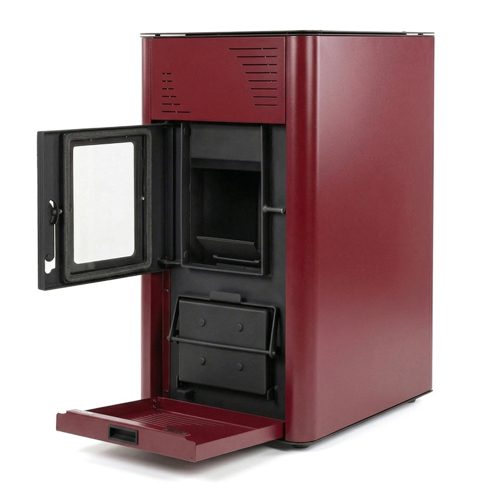 Termax Kamin PM 15 kW Pellet Fireplace Boiler Package - 120 sqm, 30kg Hopper, 30L Water Capacity, 80mm Flue, Includes Expansion Vessel and Circulation Pump, Bordo