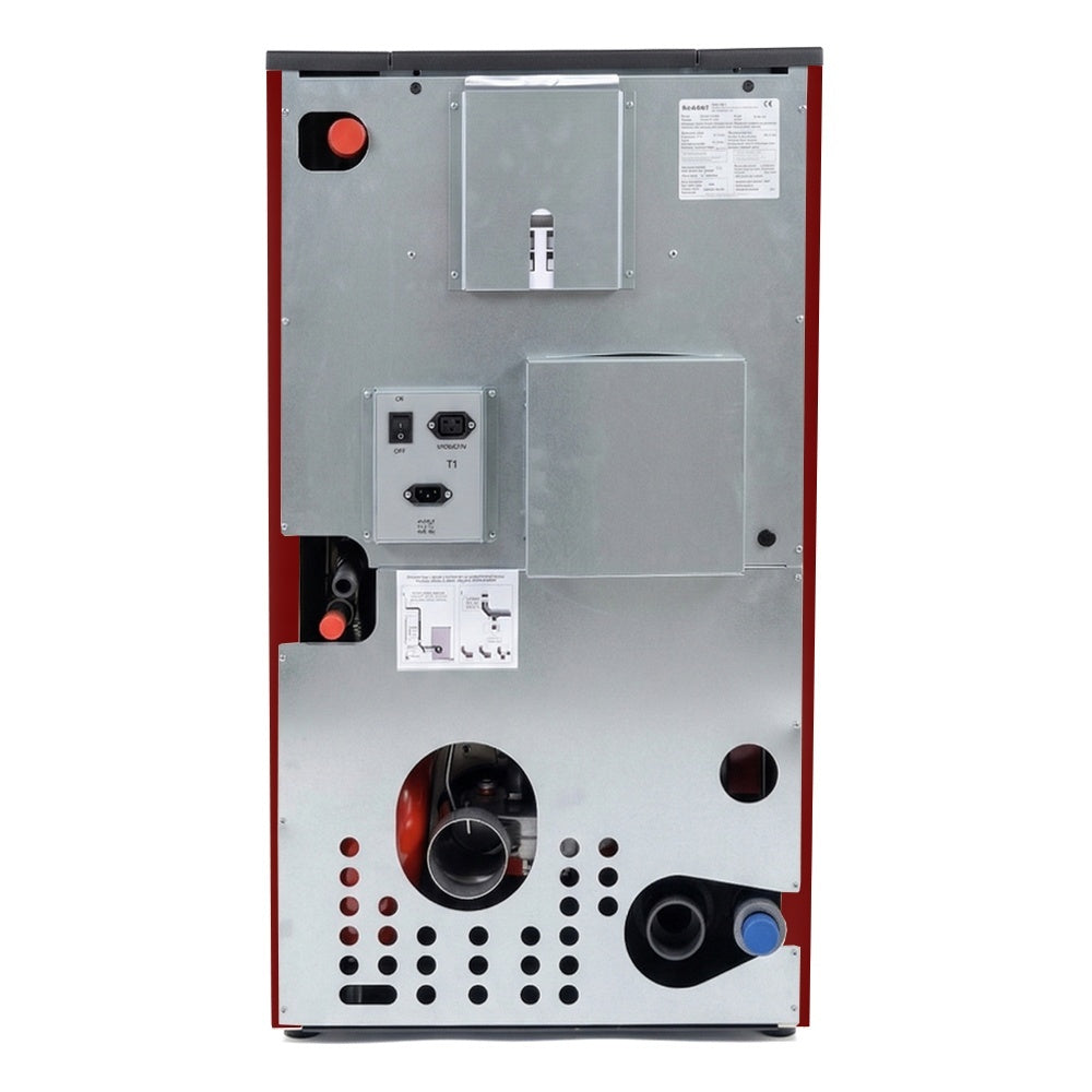 Termax Kamin PM 15 kW Pellet Fireplace Boiler Package - 120 sqm, 30kg Hopper, 30L Water Capacity, 80mm Flue, Includes Expansion Vessel and Circulation Pump, Bordo