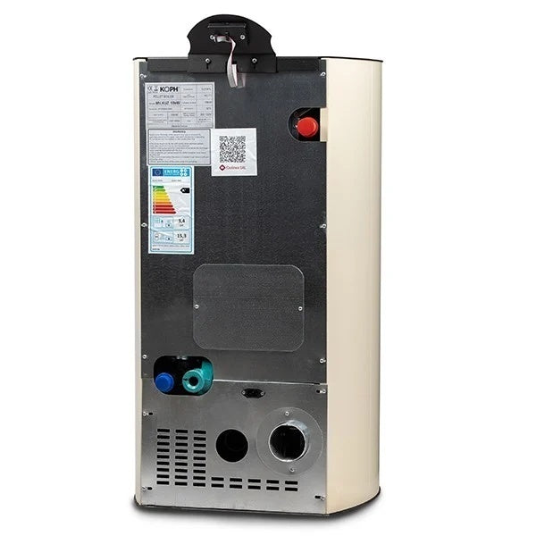 Pachet termosemineu pe peleti KOPH PM 12 kW, 80 mp, buncar peleti 12 kg, diametru cos fum 80 mm, pompa recirculare si vas expansiune incorporate, Boiler termoelectric Ariston 100 litri, Grup siguranta, Termostat inteligent KOPH WT-25