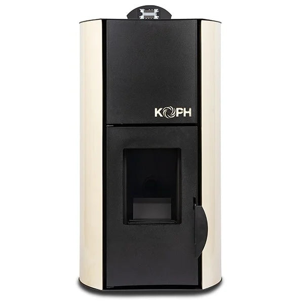 Termosemineu pe peleti KOPH PM 12 kW, 80 mp, cu Boiler Termoelectric Tesy 80L si Kit Instalare Complet, Crem