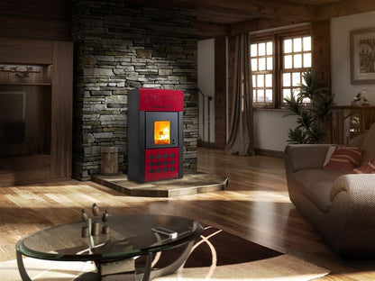 Pachet Complet Termosemineu pe Peleti Termax Kamin ECO 25 kW pentru Incalzire 160 mp cu Accesorii si Termostat Inteligent