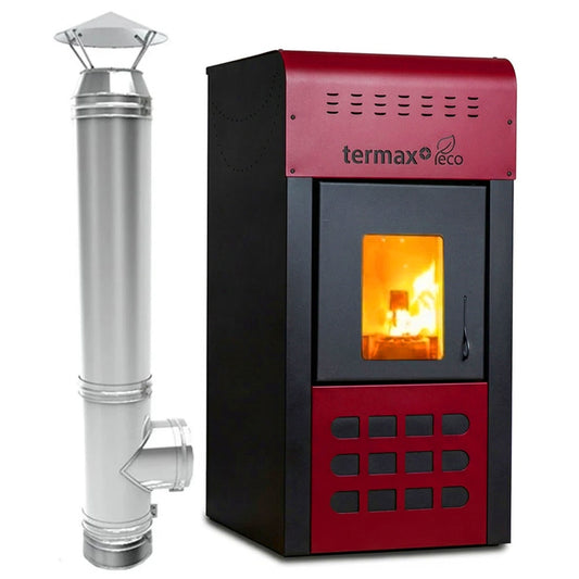 Pachet Complet Termosemineu pe Peleti Termax Kamin ECO 25kW pentru 160mp cu Kit Evacuare Inox 4m
