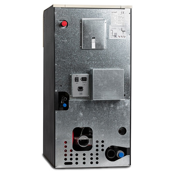 Pachet termosemineu pe peleti Termax Kamin ECO 25 kW, pompa de reciculare si vas expansiune inclus, 5 calorifere tip panou, un calorifer portprosop, 6 seturi robineti, boiler termoelectric 100 litri