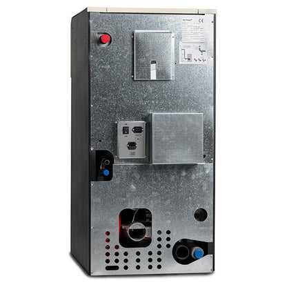 Pachet termosemineu pe peleti Termax Kamin ECO 25 kW, pompa de reciculare si vas expansiune inclus, 5 calorifere tip panou, un calorifer portprosop, 6 seturi robineti, boiler termoelectric 100 litri
