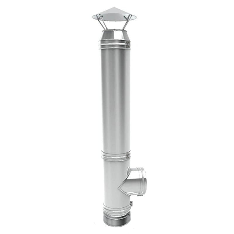 Termax Kamin PM 15 kW Pellet Fireplace Boiler Kit - 120 sqm Heating Capacity with 30kg Hopper, 30L Water Volume, and 4m Stainless Steel Double-Wall Flue System