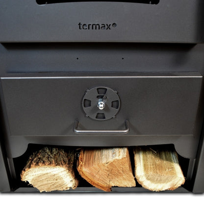 Pachet Termosoba pe lemn Termax Codru, 24.43 kW, cuptor integrat, randament 85.10%, 155 m², Grup siguranta, Pompa recirculare si Boiler termoelectric Ariston 100 litri