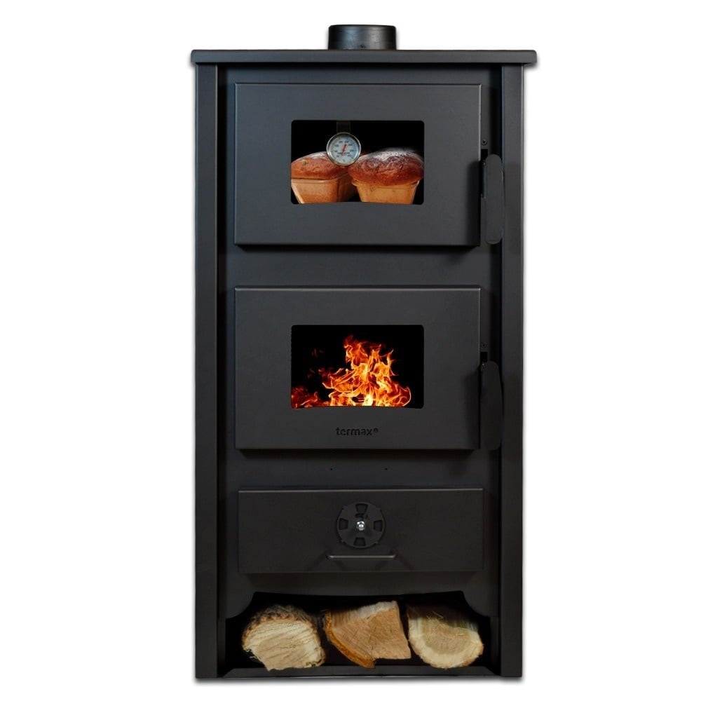Pachet Termosoba pe lemn Termax Codru, 24.43 kW, cuptor integrat, randament 85.10%, 155 m², Calorifere, Pompa Recirculare, Vas expansiune, Robineti tur/retur si set accesorii