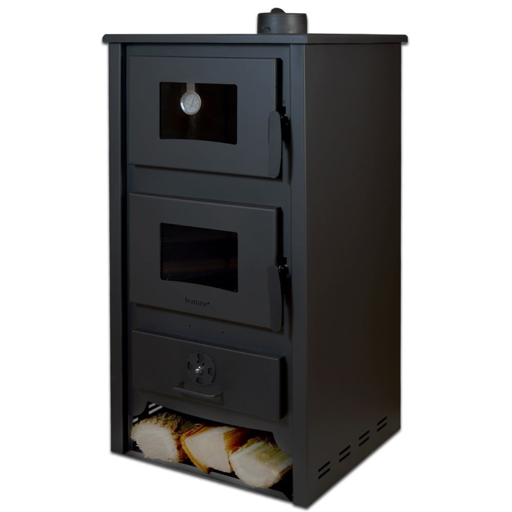 Pachet Termosoba pe lemn Termax Codru, 24.43 kW, cuptor integrat, randament 85.10%, 155 m², Calorifere, Pompa Recirculare, Vas expansiune, Robineti tur/retur si set accesorii