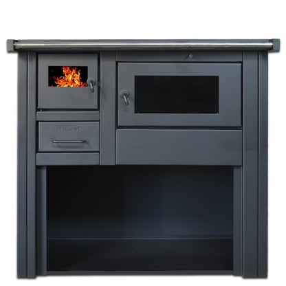 Pachet Termosoba pe lemn Termax Culina, 12.05 kW, evacuare pe dreapta, cuptor integrat, randament 85.29%, 80 m², Grup siguranta, Pompa recirculare si Boiler termoelectric Tesy 80 litri