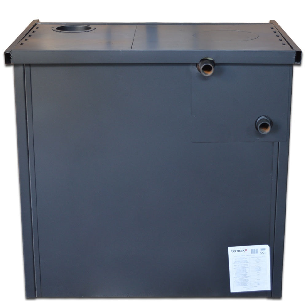 Pachet Termosoba pe lemn Termax Culina, 12.05 kW, evacuare pe dreapta, cuptor integrat, randament 85.29%, 80 m², Grup siguranta, Pompa recirculare si Boiler termoelectric Tesy 80 litri