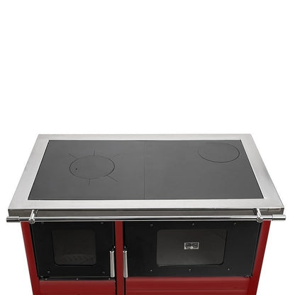 Pachet termosobă pe lemne Termax Maria 25 kW din oțel, evacuare pe dreapta, cuptor, design modern și funcțional, 150 mp, Bordo, Calorifere, Pompe Recirculare, Vas Expansiune, Boiler Termoelectric 100 litri