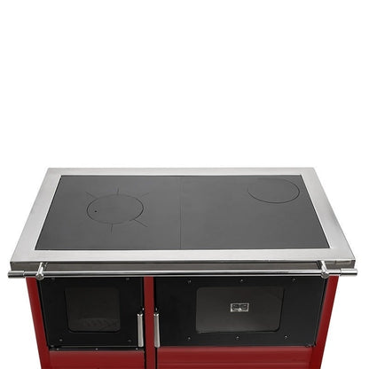 Pachet termosoba pe lemn Termax Maria 35 kW din otel, evacuare pe dreapta, cuptor, 230 mp, Bordo, pompa recirculare, grup siguranta, set accesorii, cutie depozitare lemn si boiler termoelectric 100 litri