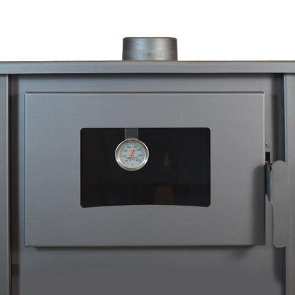 Pachet Termosoba pe lemn Termax Zorile, 24.43 kW, cuptor integrat, randament 85.10%, 155 m², Roșu, Grup siguranță, Pompă recirculare și Boiler termoelectric Ariston 100 litri