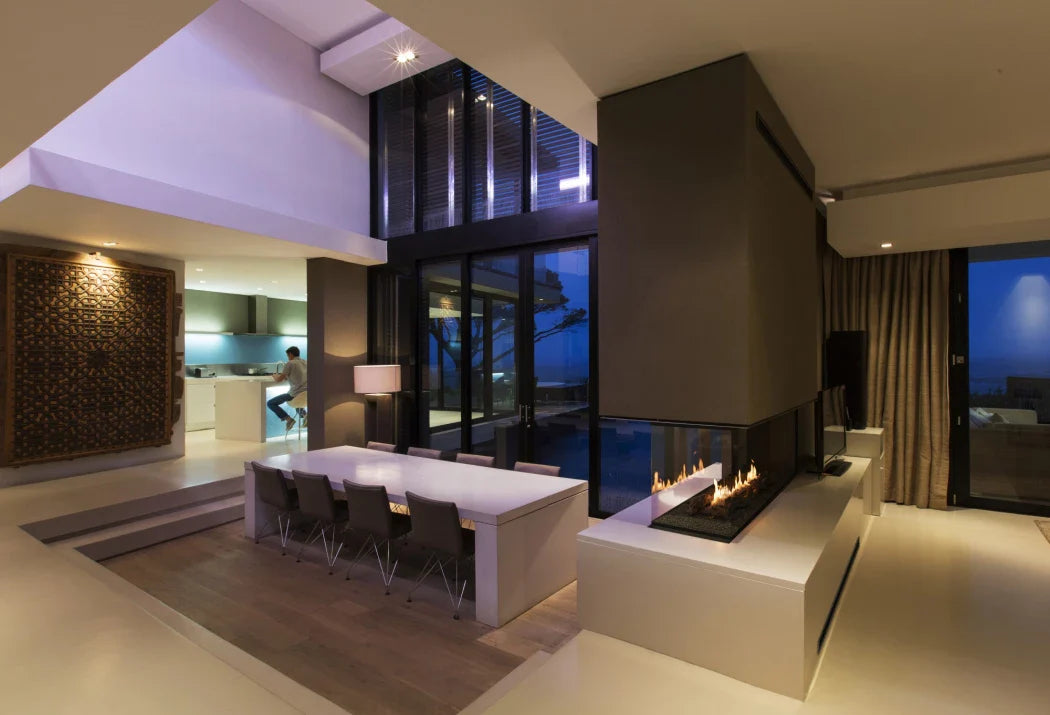 Șemineu cu bioetanol Panorama, Divizor de Cameră, cu Sticlă pe Trei Laturi