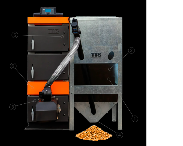 TIS NEW PELLET 50 KW Cazan pe combustibil solid(panou comanda+ventilator in set)