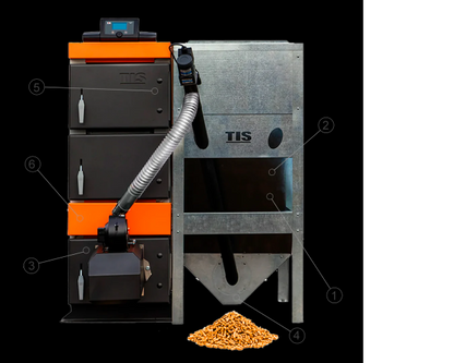TIS NEW PELLET 95 KW Cazan pe combustibil solid(panou comanda+ventilator in set)