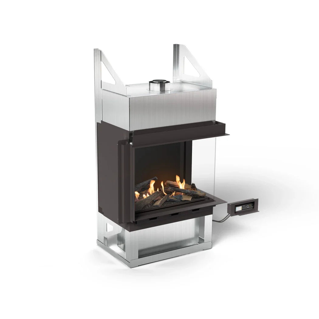 Șemineu de Colț Sono - Șemineu pe Bioetanol Închis cu Sticlă și Tehnologie BEV®