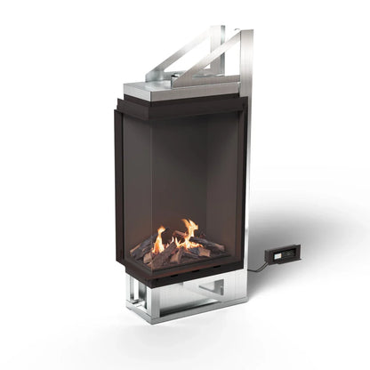 Șemineu pe colt Vitro Left – Șemineu pe bioetanol închis cu sticlă și tehnologie BEV®