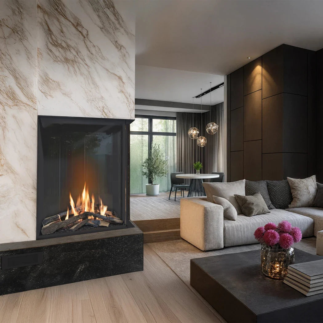 Vitro Right Corner – Șemineu pe Bioetanol Închis cu Sticlă și Tehnologie BEV®