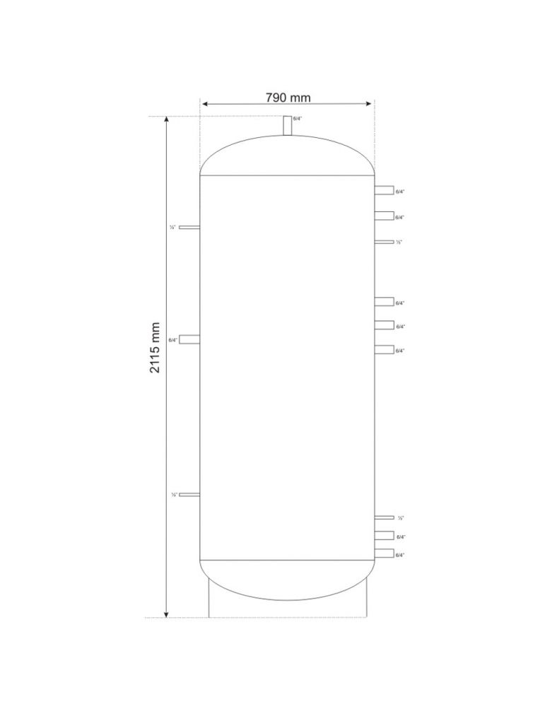 Calvin 1000L Puffer Tank without Coil with Insulation
