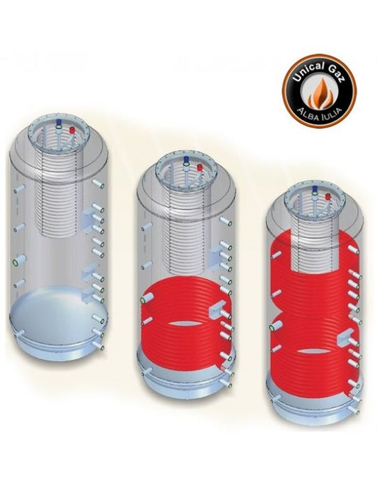 Kruger 800L Buffer Tank with Stainless Steel Coil for Domestic Hot Water Production and Insulation