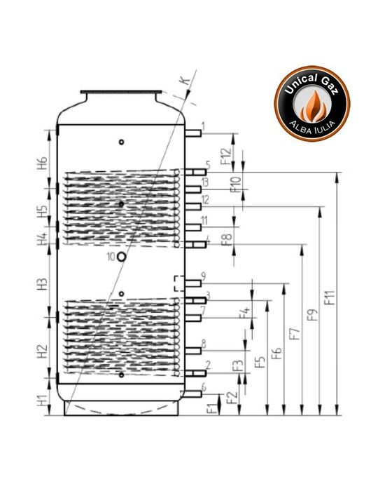 Kruger 650L Buffer Tank with Stainless Steel Coil for Domestic Hot Water Production and Insulation