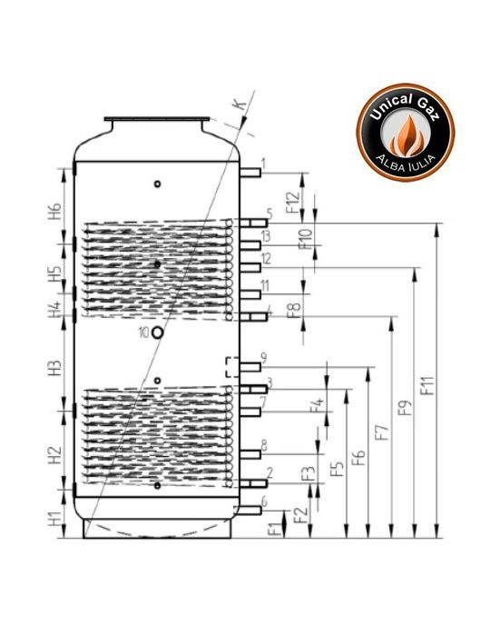 Kruger 300L Puffer Tank with Stainless Steel DHW Coil and Heating Coil