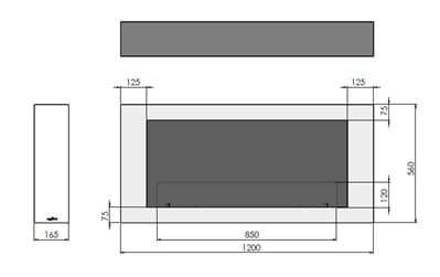 Șemineu cu bioetanol Infire Murall 1200 Rezervor 2 l