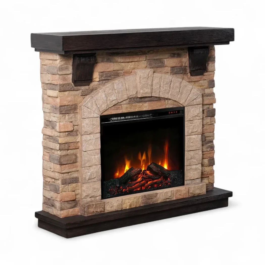Șemineu Electric Eira ScandiFlames – Design Clasic din Piatră, Perfect pentru Orice Casă