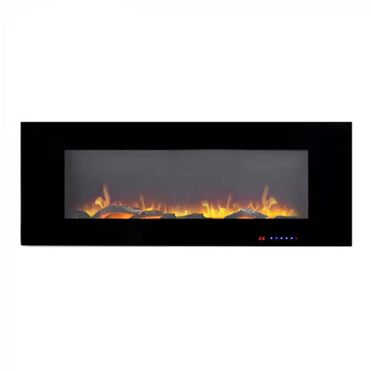 Șemineu Electric de Perete Azurite - Negru - 127 cm - Ambiantă Modernă și Căldură Confortabilă