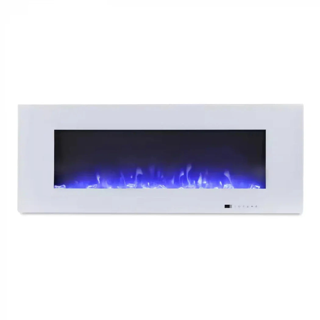 Șemineu Electric Azurite Montat pe Perete - Alb - 127 cm, Eleganță Contemporană