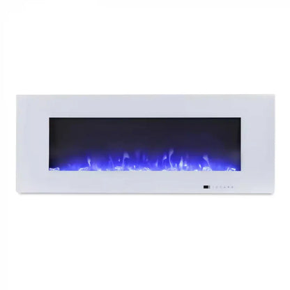 Șemineu Electric Azurite Montat pe Perete - Alb - 127 cm, Eleganță Contemporană