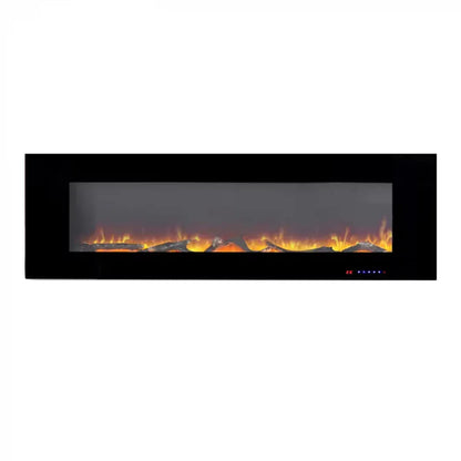 Șemineu Electric de Perete Azurite - Negru - 152 cm, Flacără Realistă