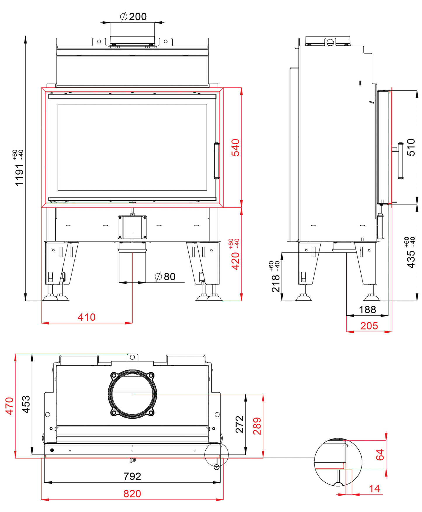 Focar șemineu BeF Therm 8