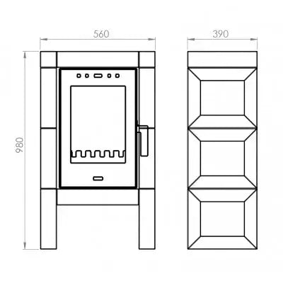 Soba pe lemne Domofire Modena II, 7 kW, crem, teracota