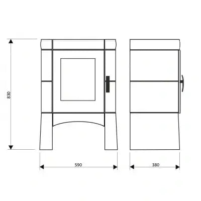 Soba pe lemne Domofire Piccolo II, 6 kW, crem-maro, teracota