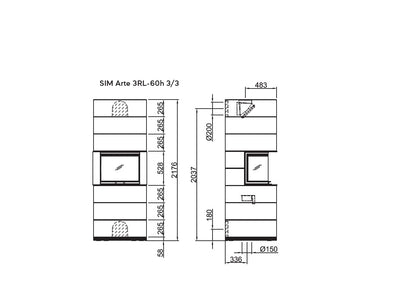 Șemineu modular SIM Arte 3RL-60h 3/3 Spartherm