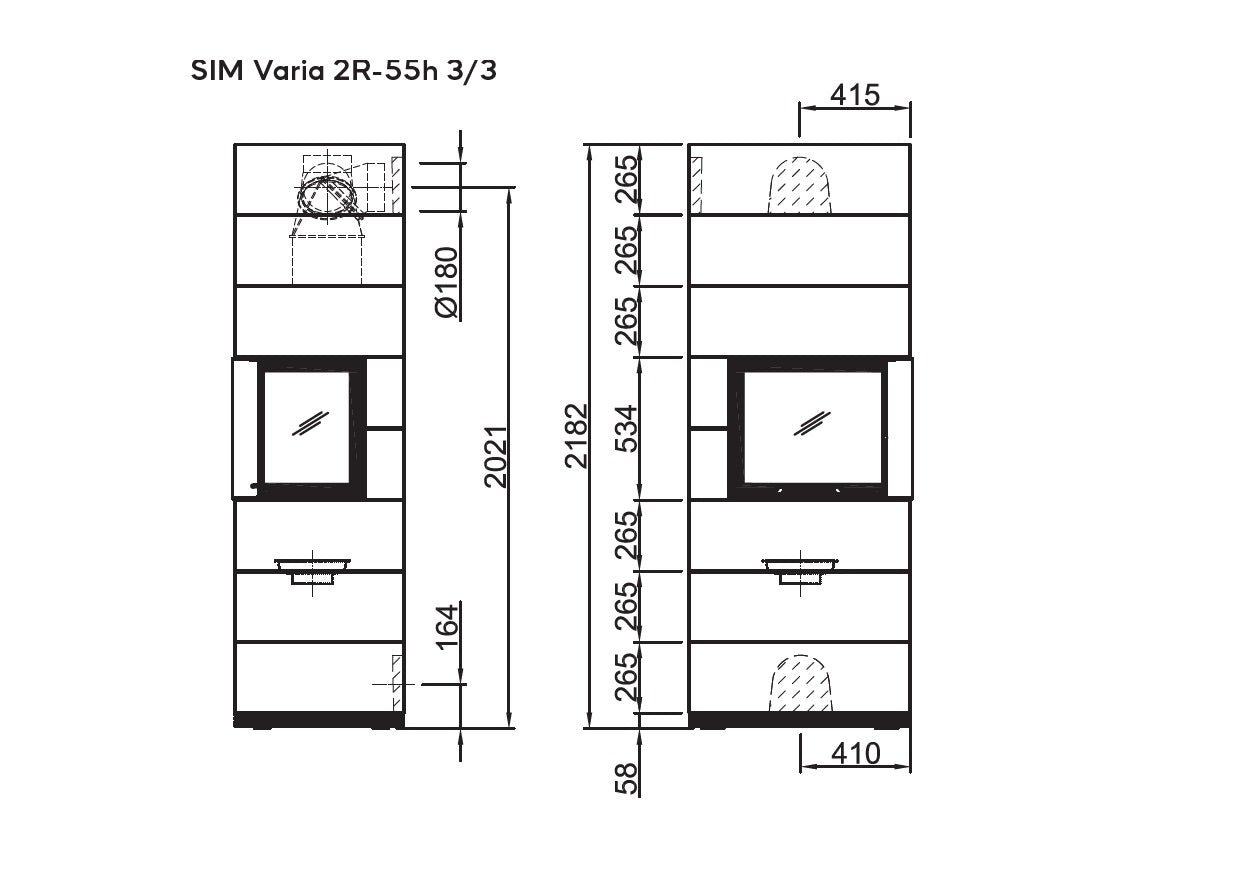 Șemineu modular SIM Varia 2R-55h 3/3 Spartherm
