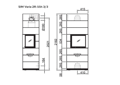Șemineu modular SIM Varia 2R-55h 3/3 Spartherm