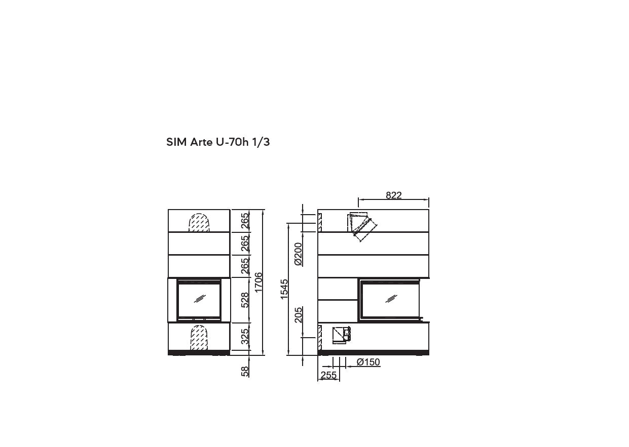 Șemineu modular SIM Arte U-70h 1/3 Spartherm