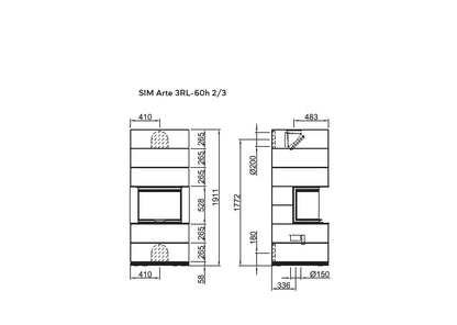 Șemineu modular SIM Arte 3RL-60h 2/3 Spartherm