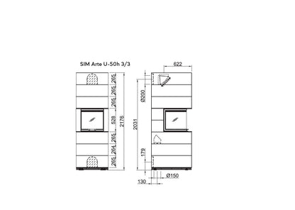 Șemineu modular SIM Arte U-50h 3/3 Spartherm