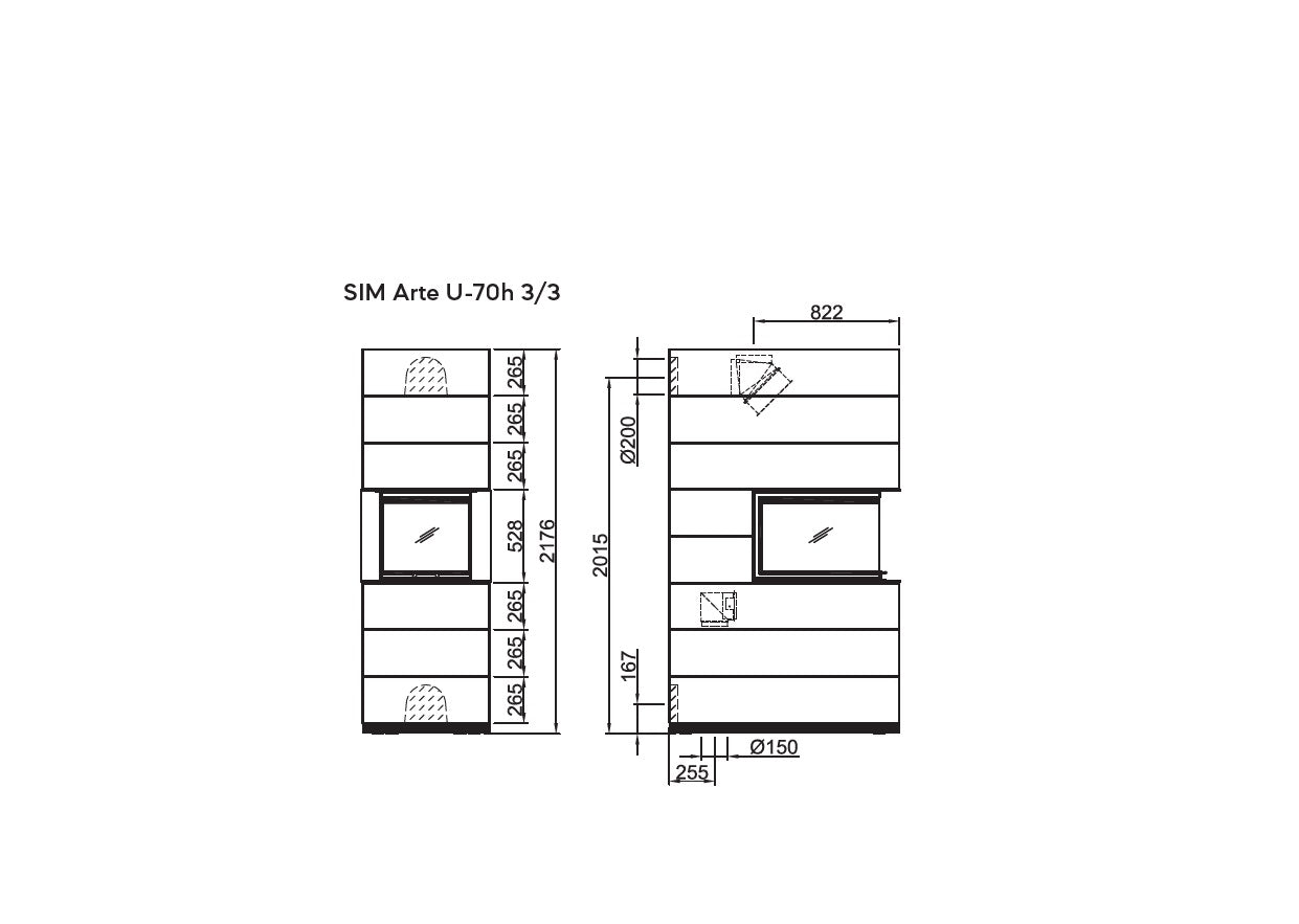 Semineu modular SIM Arte U-70h 3/3 Spartherm
