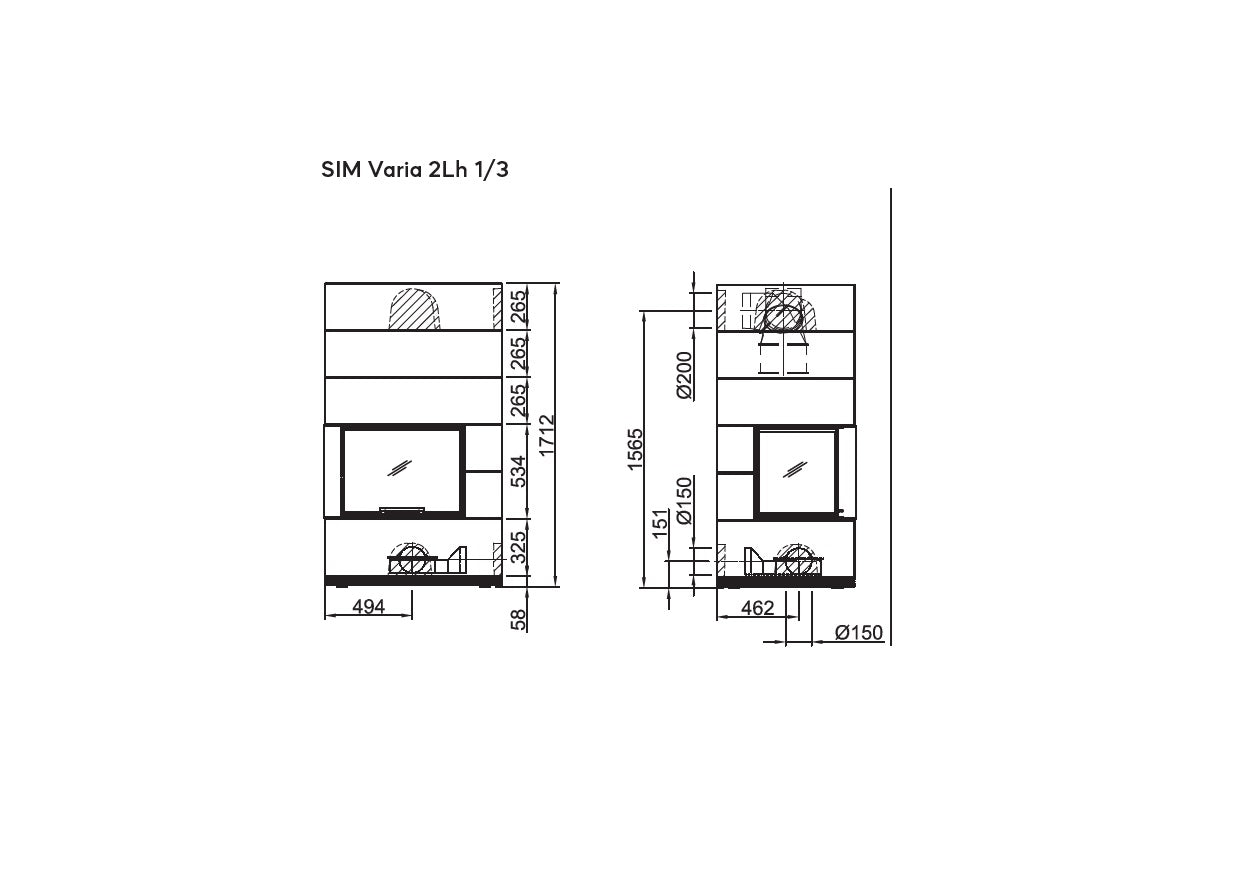 Șemineu modular SIM Varia 2Lh 1/3 Spartherm