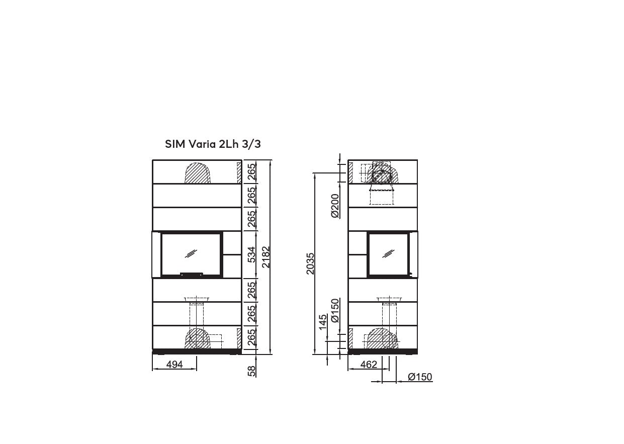 Șemineu modular SIM Varia 2Lh 3/3 Spartherm