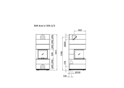 Șemineu modular SIM Arte U-50h 2/3 Spartherm