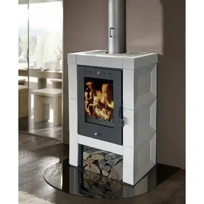 Soba pe lemne Domofire Modena II, 7 kW, gri deschis, teracota