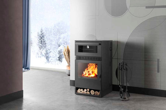 Șemineu pe peleți și lemne TEBA TKS-15, 10 kW / 8 kW